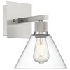 Access Lighting Port Nine Martini, Martini LED Wall Sconce, Brushed Steel Finish, Clear Glass 63143LEDDLP-BS/CLR